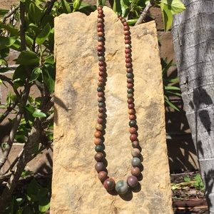 Beaded Jasper Bead Necklace in earthy colors.